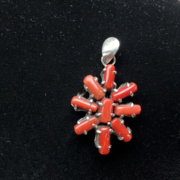 STERLING SILVER PENDANT WITH CORAL - Picture 3 of 7